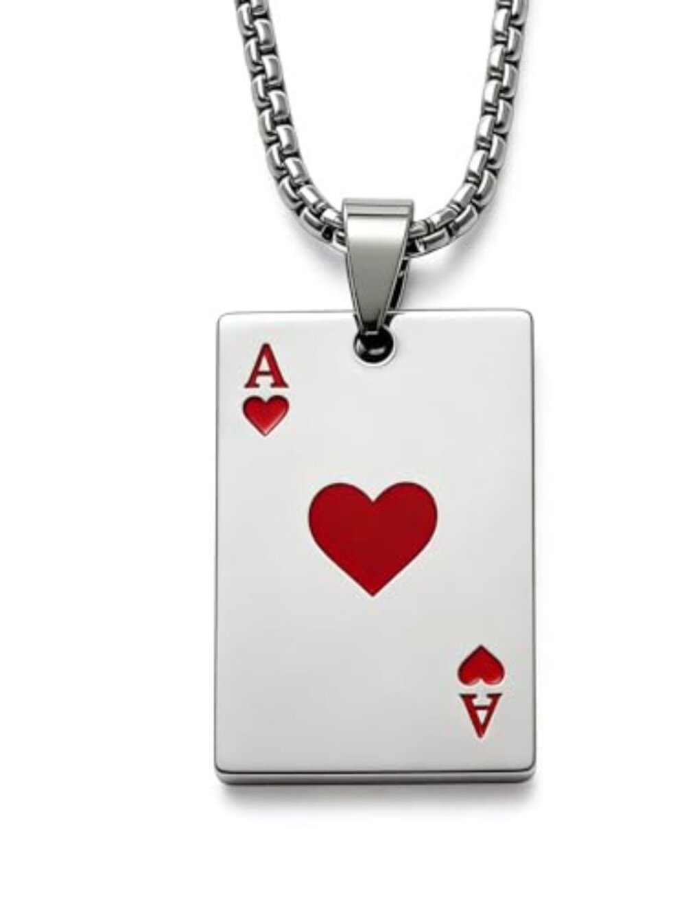 Stainless Steel Necklace for Men Ace of Spades Pendant Necklace,26.7 Inch